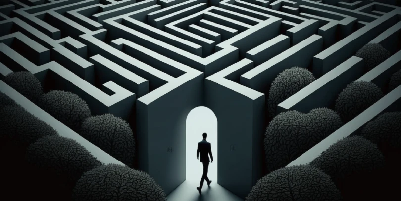 A man enters a maze
