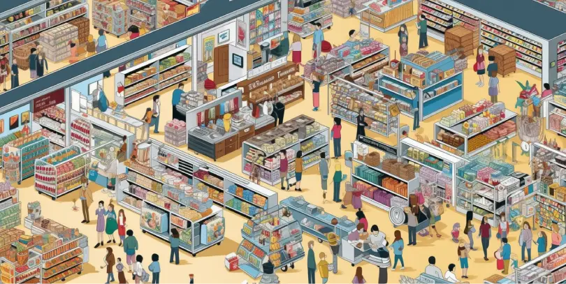 Crowded supermarket