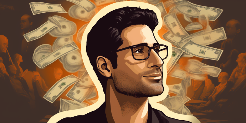 Портрет мужчины на фоне денег