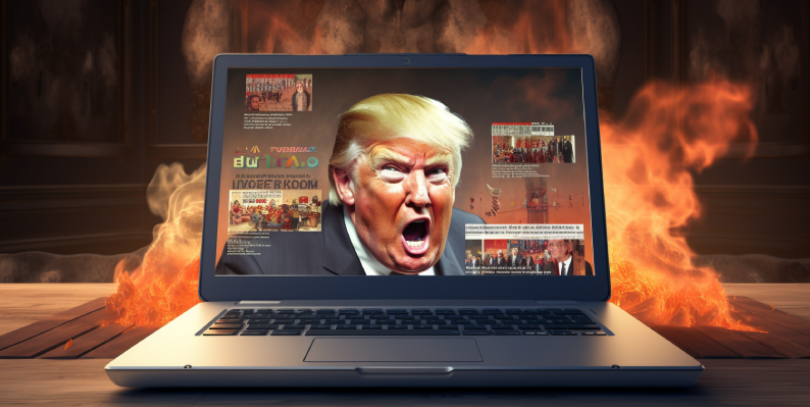 A laptop with fake news