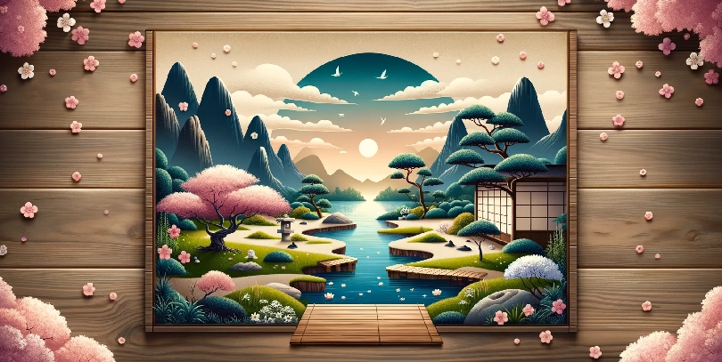Панорамная японская сцена икигай